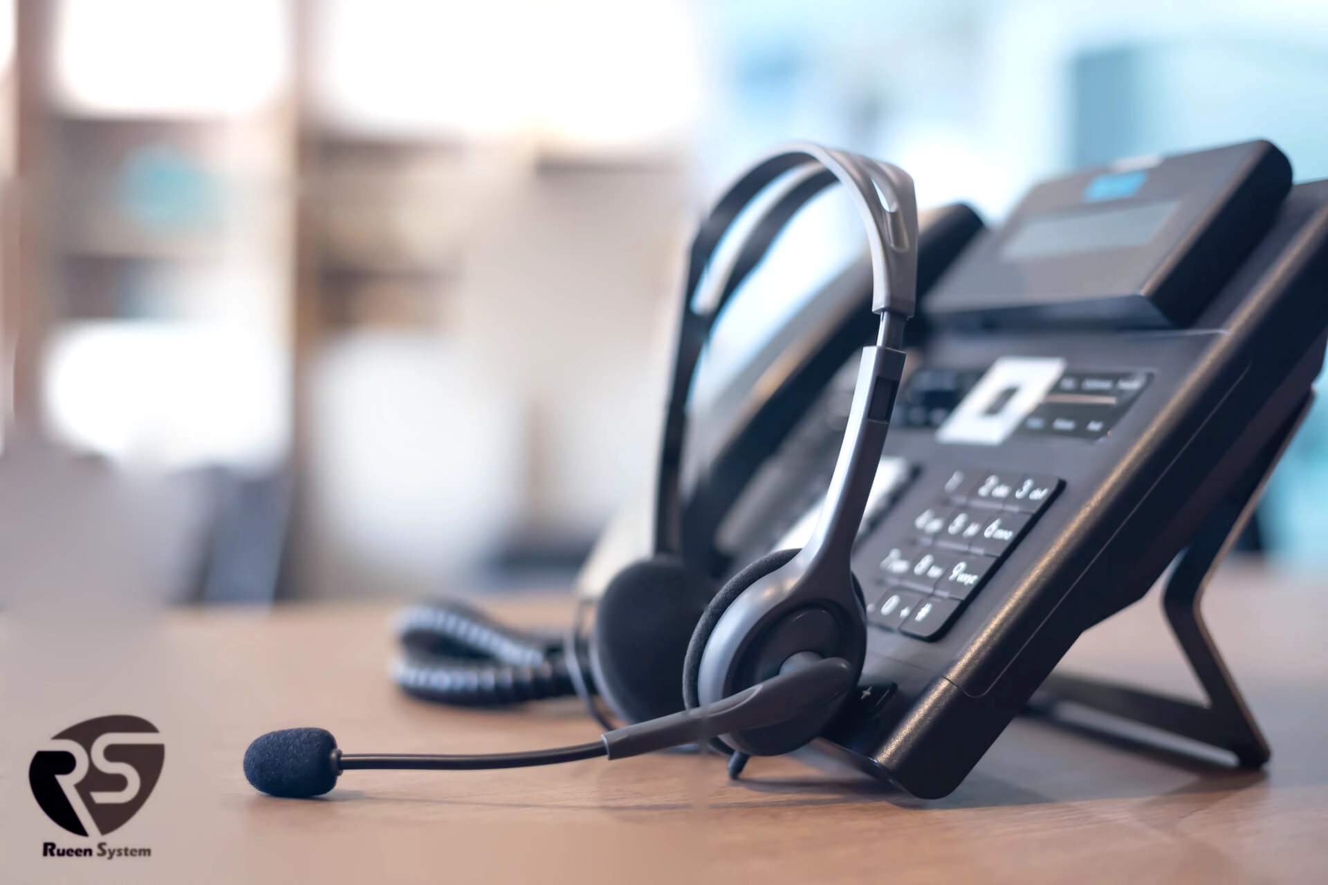 a voip phone in a desk copy